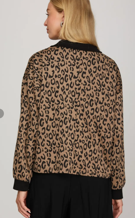 KYRA LEOPARD PRINT TOP - TAUPE