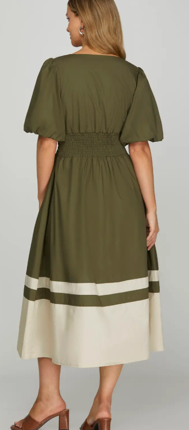 MILA MIDI DRESS - OLIVE