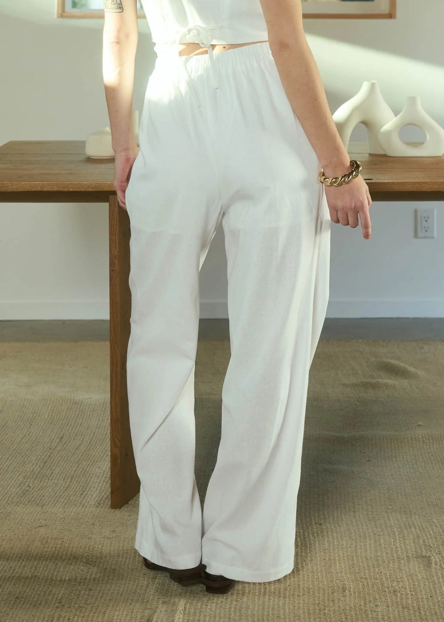 LINEN PANTS-WHITE