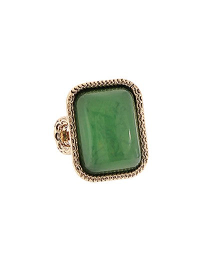 COLOR RESIN STONE RING - GREEN