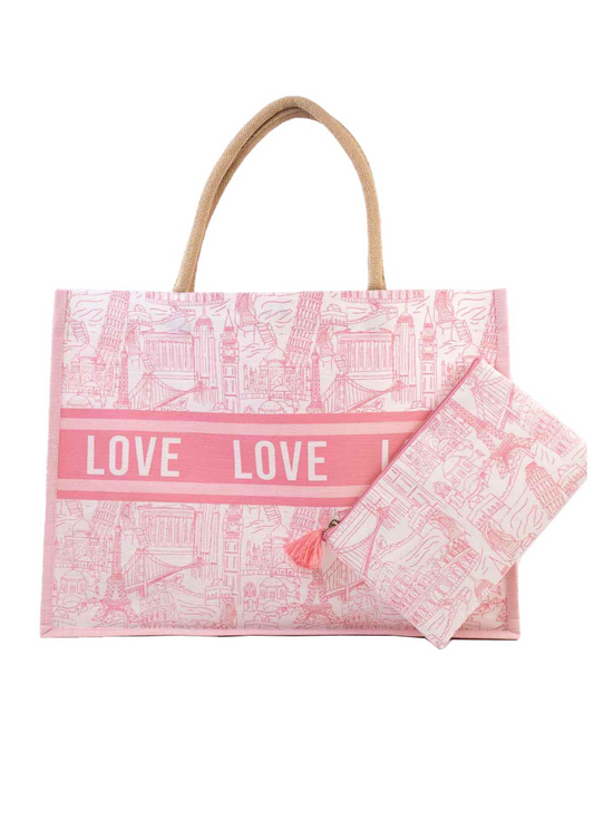WORLD OF WONDER TOTE : WHITE/PINK