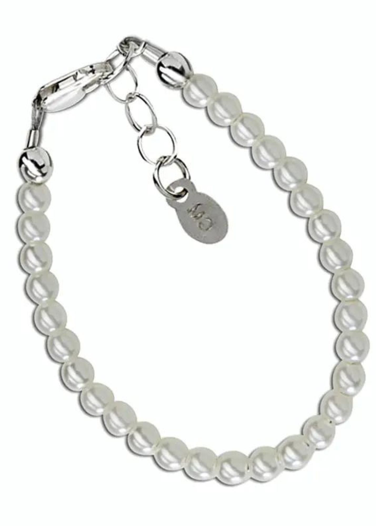 Girls Sterling Silver Dainty Pink Pearl Bracelet Baby Gift | Small 0-12m