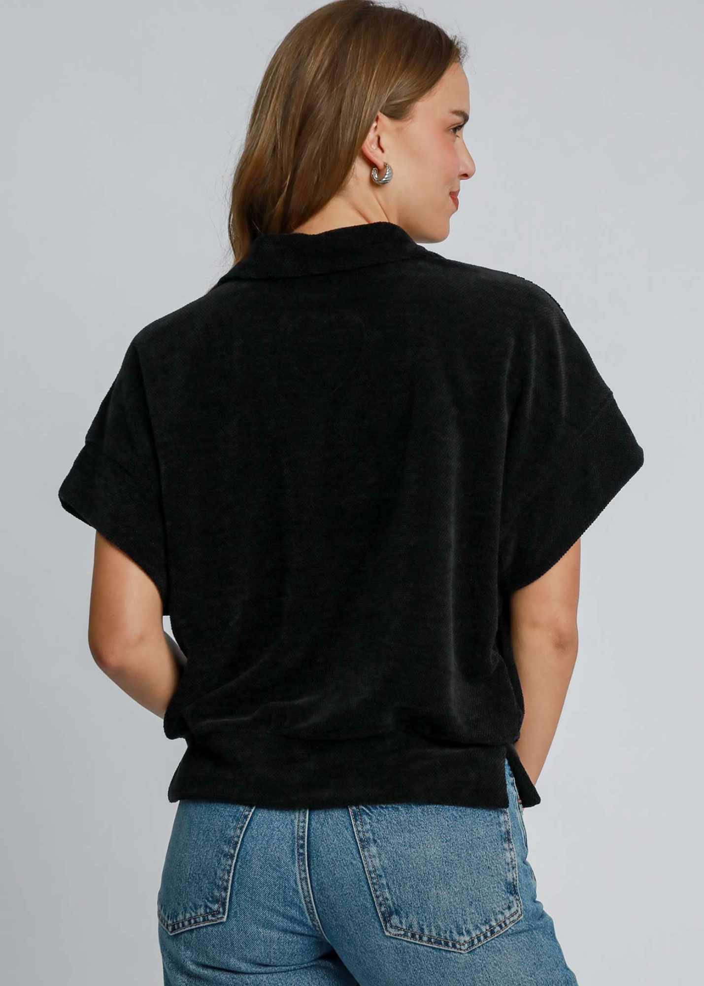 SHELBY HALF ZIP SWEATSHIRT : BLACK