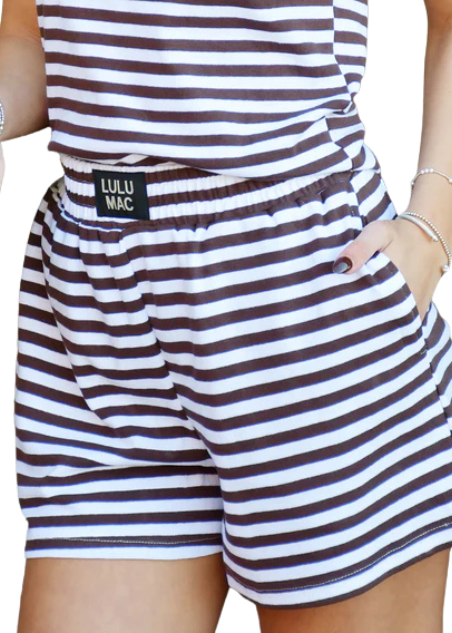 LULU MAC BROWN STRIPED SHORTS