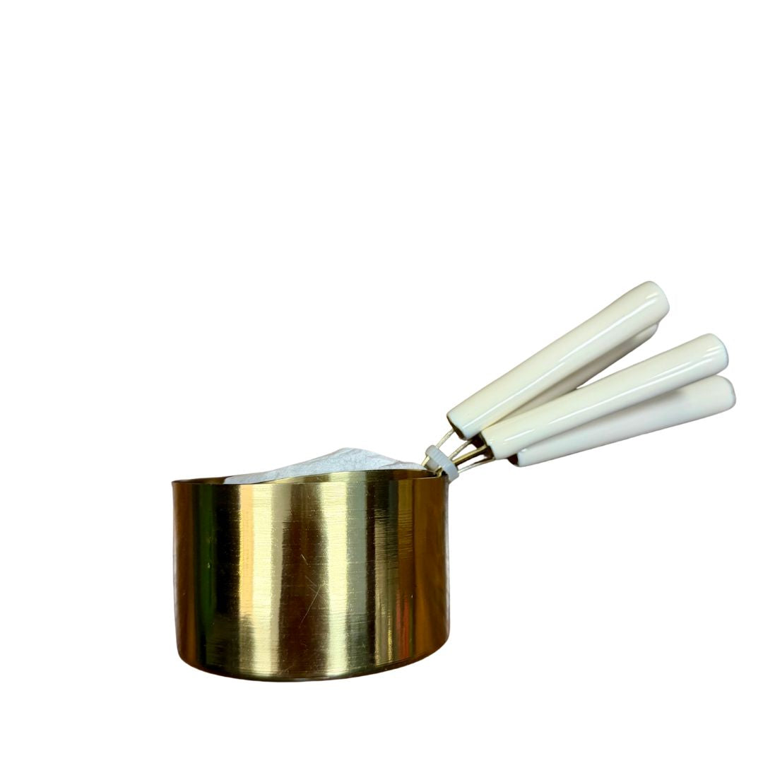 MEASURING CUPS W/ WHITE ENAMEL