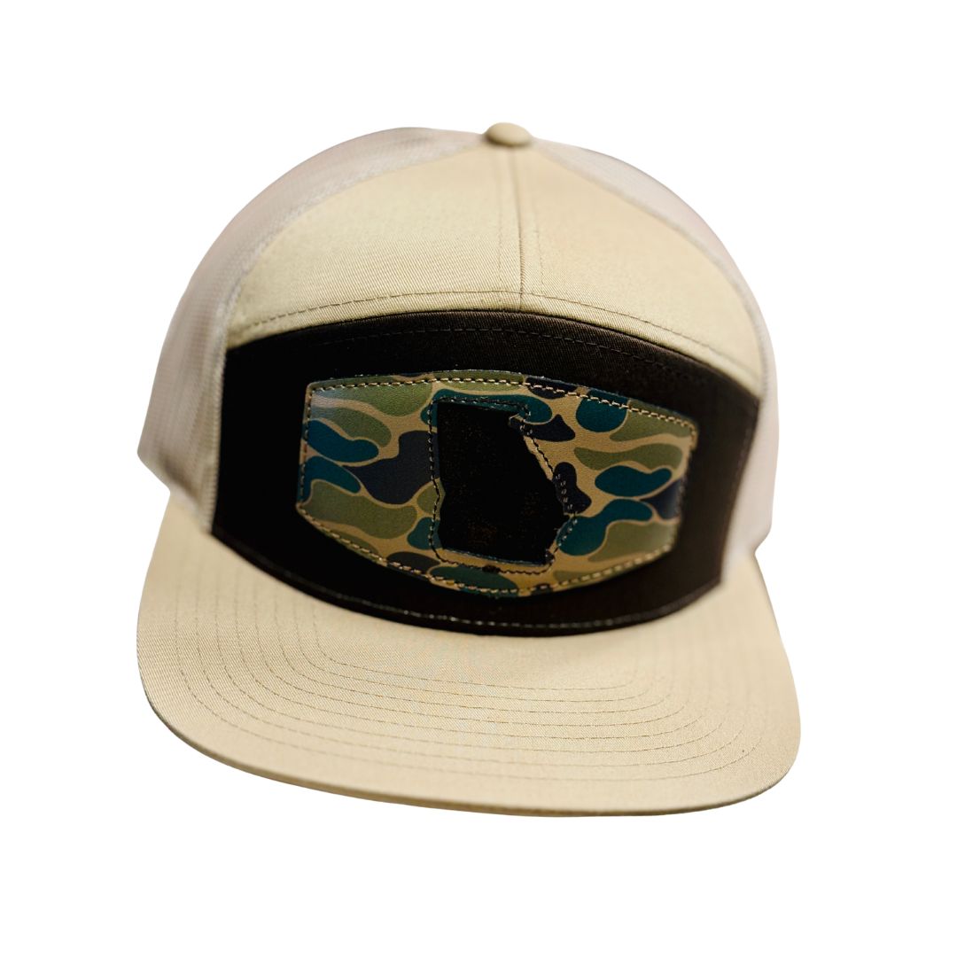 7 PANEL HAT - BROWN GA MAP CUTOUT