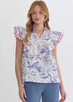 LIFE IS A BREEZE TOP IN BLUE/PINK
