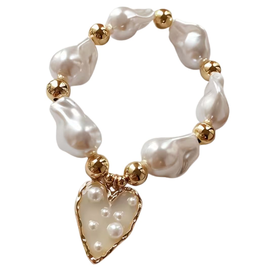 Elegant Luxury Hollow Heart & Star Pendant Bracelet - WHITE/GOLD