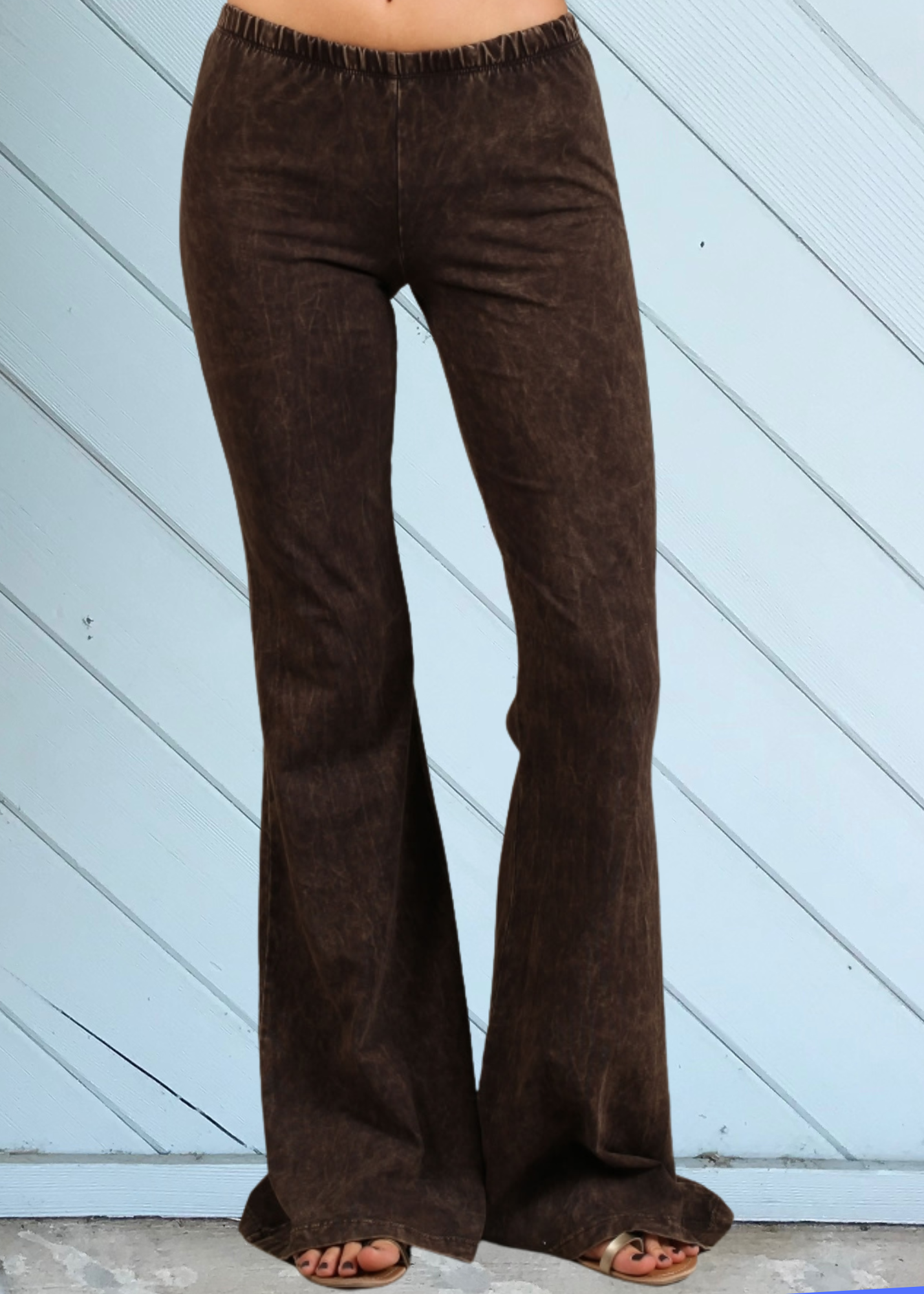 MINERAL WASH BELL BOTTOM-BROWN