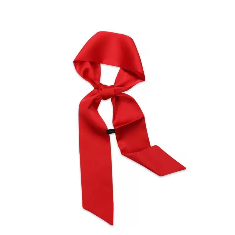 SKINNY RED SATIN SCARF