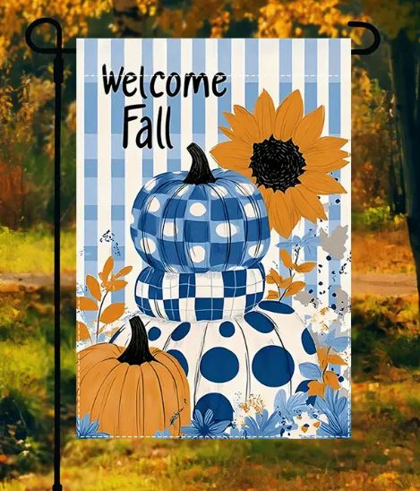 WELCOME AUTUMN PUMPKIN GARDEN FLAG