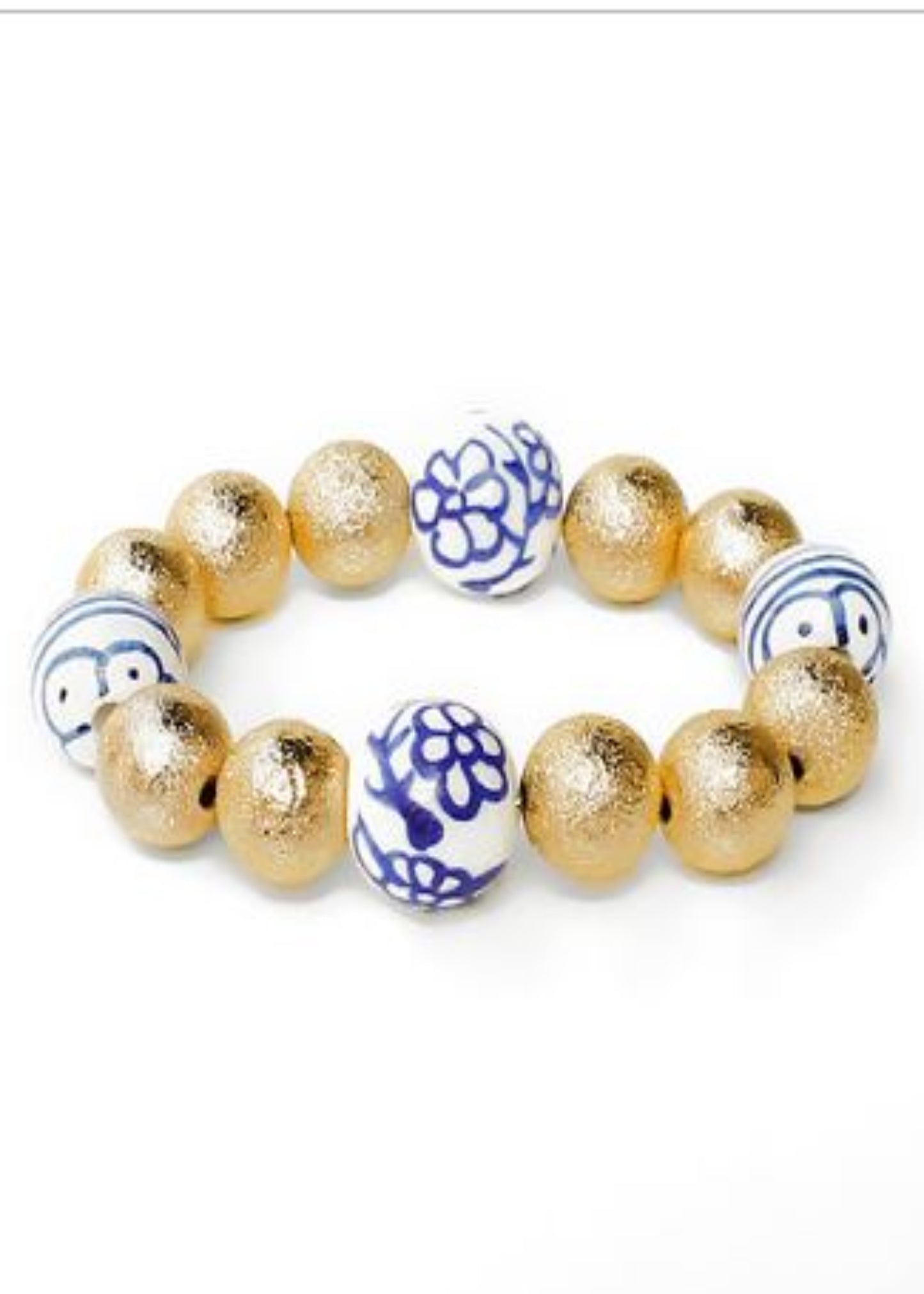 CHINOISERIE & CCB BRACELET - GOLD/WHITE/BLUE