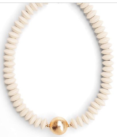 WOODEN BEAD & CCB CHOKER - IVORY