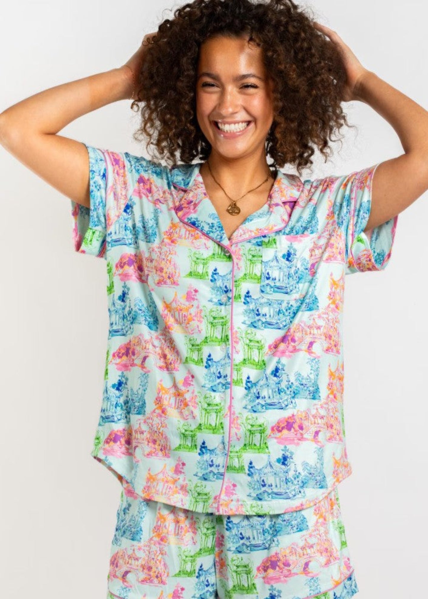 MAYA SHORT SLEEVE BUTTON UP SLEEP SHIRT