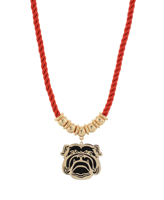GAMEDAY: fOOTBALL THEME FILIGREE NECKLACE- RED/BLACK