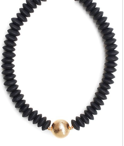 WOODEN BEAD & CCB CHOKER - BLACK
