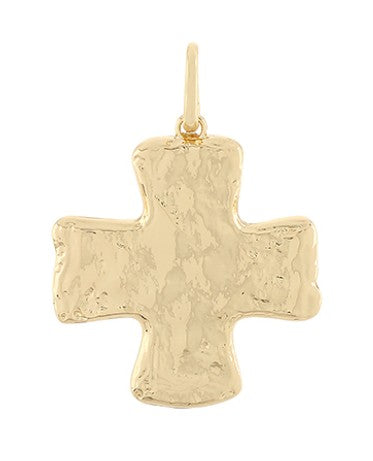 60MM HAMMERED BIG CROSS CHARM - GOLD