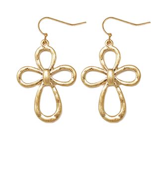 WORN GOLD CROSS EARRINGS