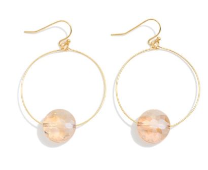 METAL TONE WIRE HOOP DROP EARRINGS - YELLOW