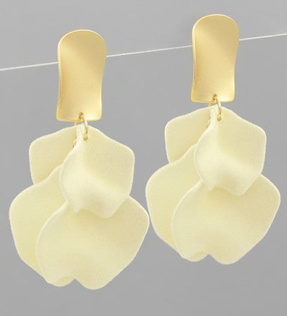 WRAPPED VELVET PETAL DROP EARRINGS - IVORY