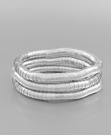 5MM OMEGA CHAIN BRACELET SET - RHODIUM
