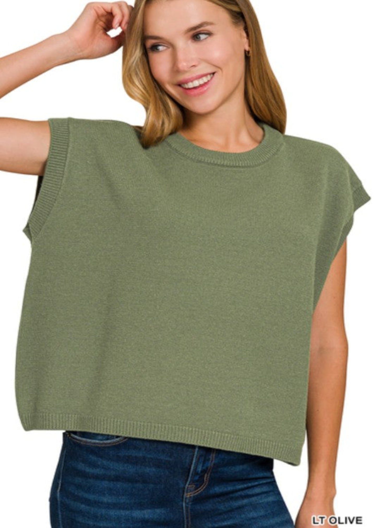 VICOSE SWEATER VEST -LIGHT OLIVE