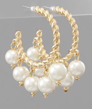 PEARL DANGLE TWISTED HOOPS