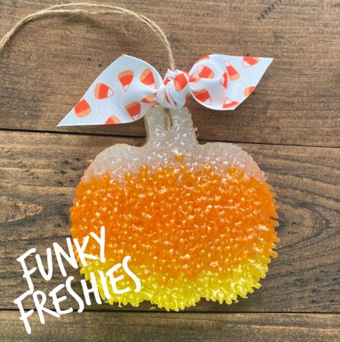 CANDY CORN PUMPKIN FRESHIE W RIBBON - SWEET ELEGANCE