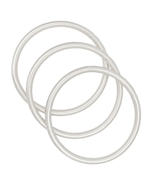 BRASS 3 ROW BANGLE BRACELET - MATTE SILVER