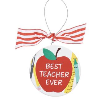 BEST TEACHER EVER FLAT CERAMIC ORNAMENT