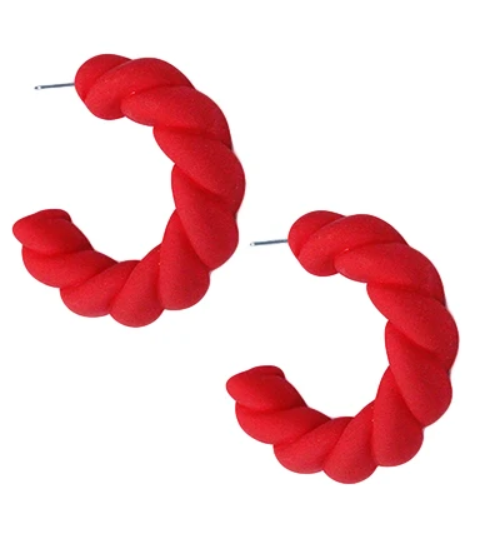 Twist Acrylic Hoops-RED