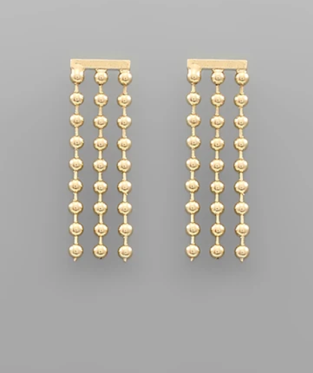 BALL CHAIN DROP EARRINGS-GOLD