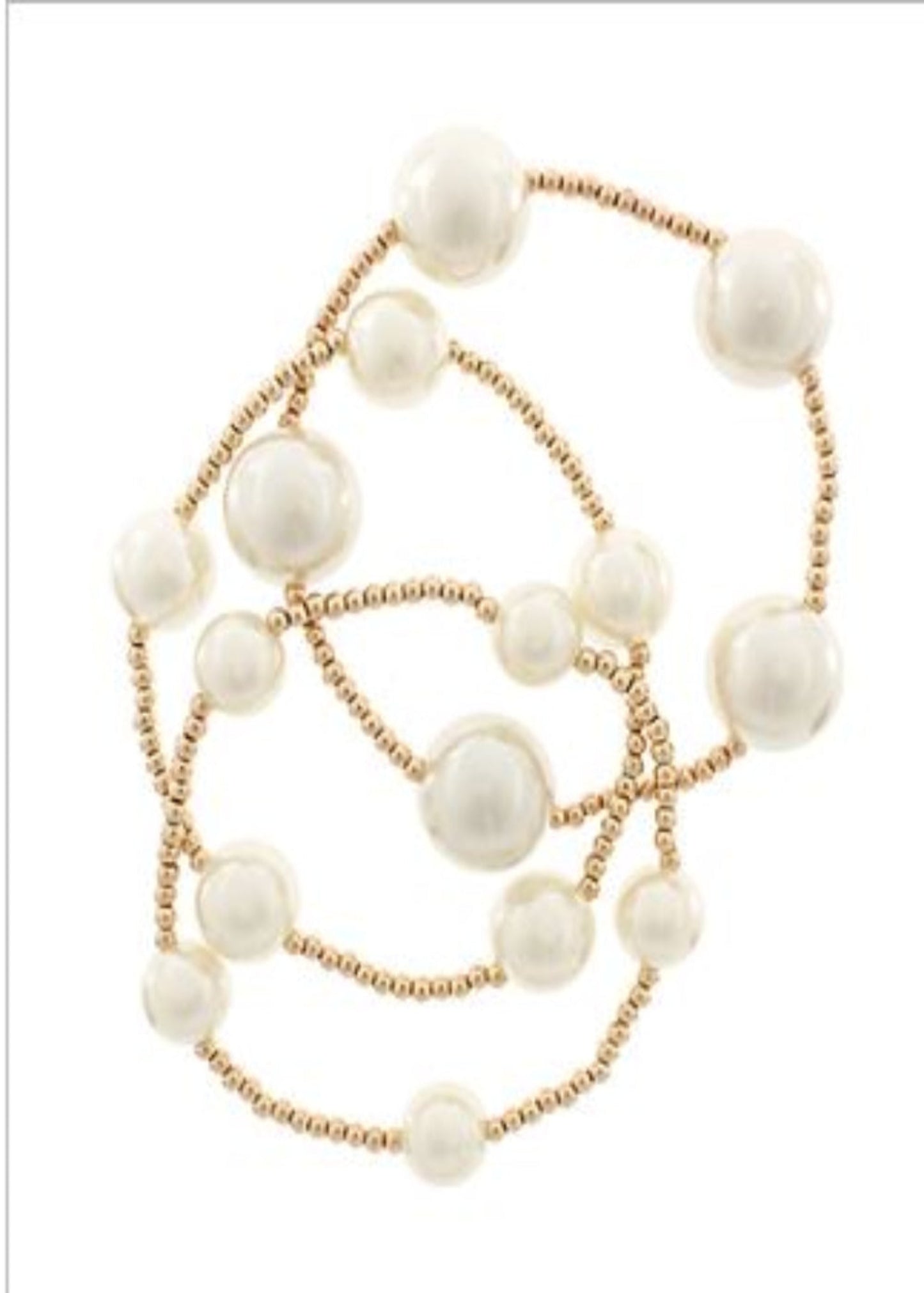 3 Row Pearl Station Bracelet - PEARL AND GOLD