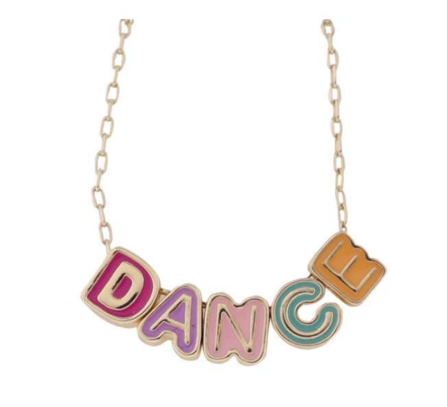 KIDS GOLD PAPERLINK CHAIN NECKLACE WITH MULTI 'DANCE'