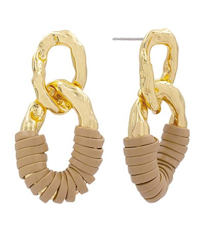 LIGHT BROWN AND GOLD DROP EARRINGS