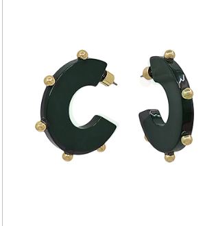 BLACK HOOPS - GOLD BALLS