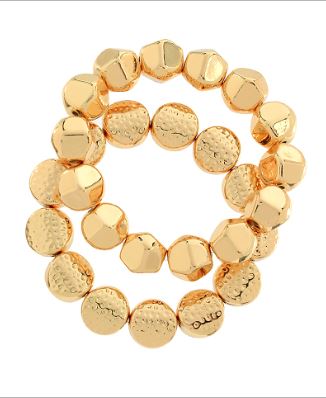 2 ROW TEXTURED BOLD CCB BEAD BRACELET