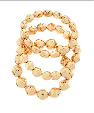 3 ROW TEXTURED CCB ELASTIC BRACELET