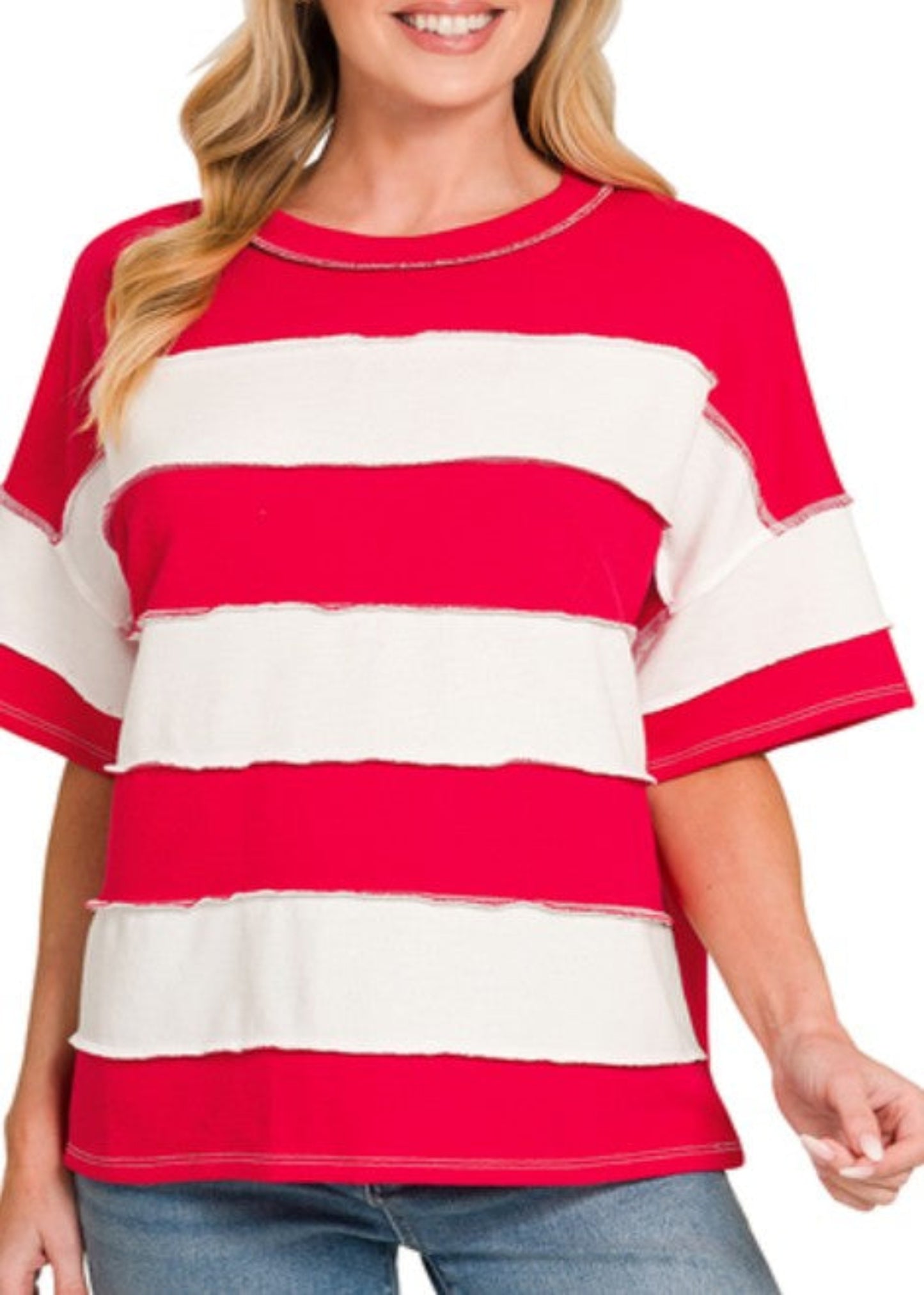 AMELIA STRIPPED TOP - RUBY