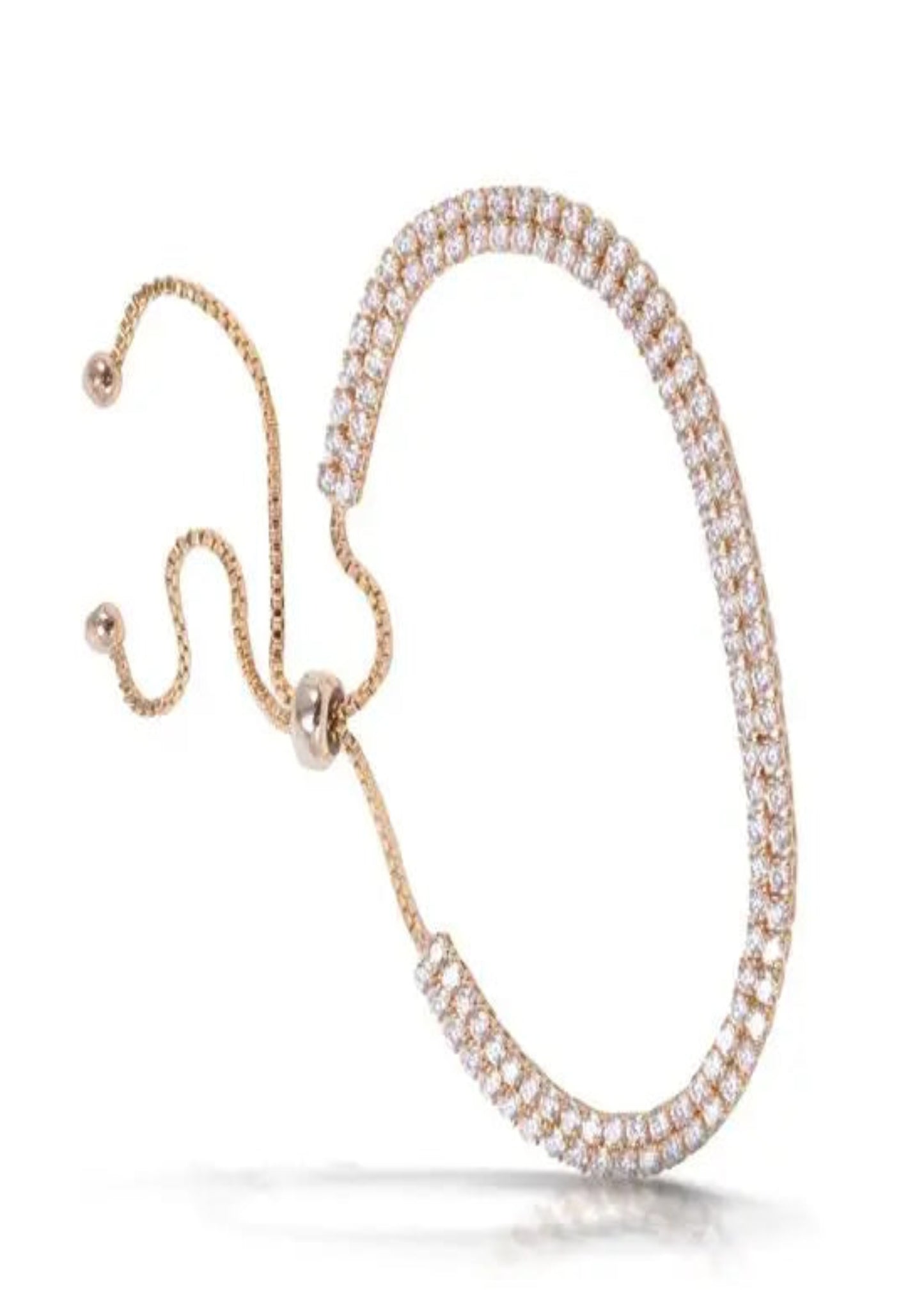 Double Tennis Adjustable Bracelet - Gold