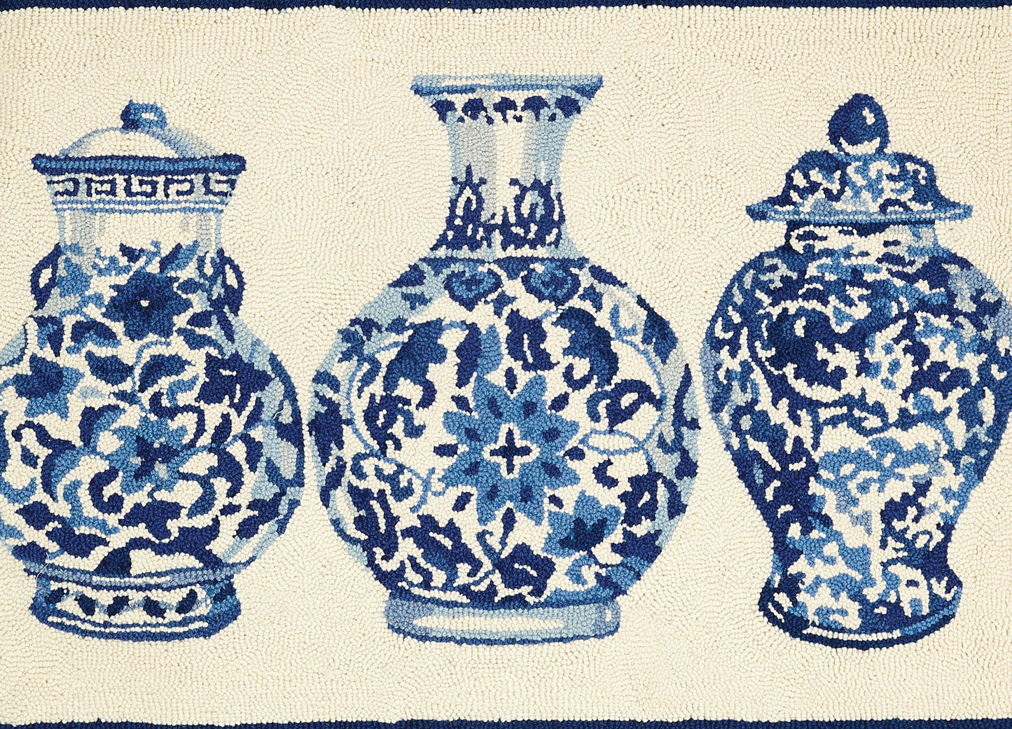 Chinoiserie Vases Hook Rug - Sally Eckman Roberts