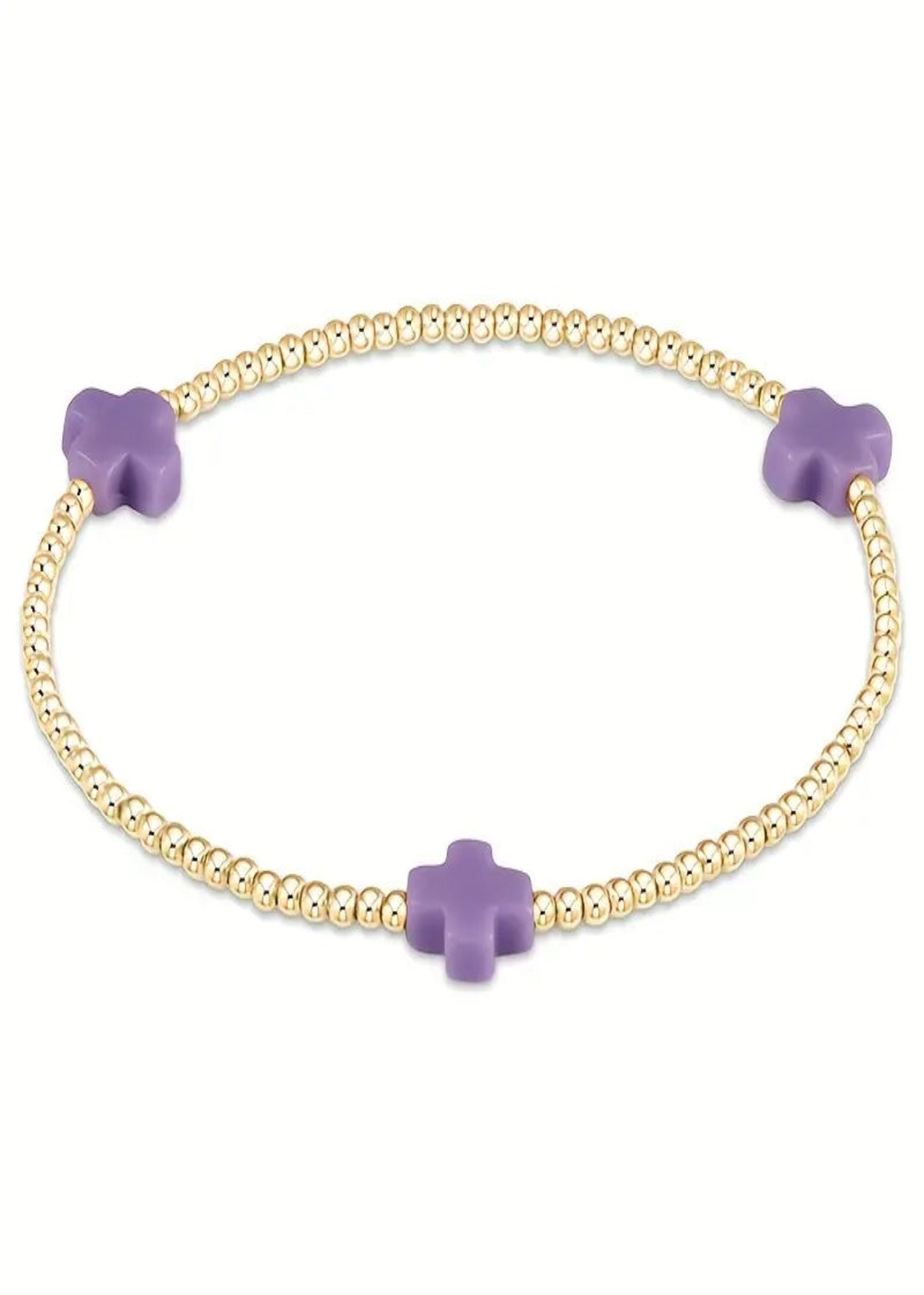 Alloy Cross Bracelet - 3mm Beaded