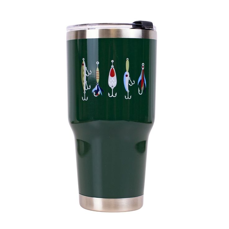 Lure Me In Tumbler Dark Green/Multi 30oz.