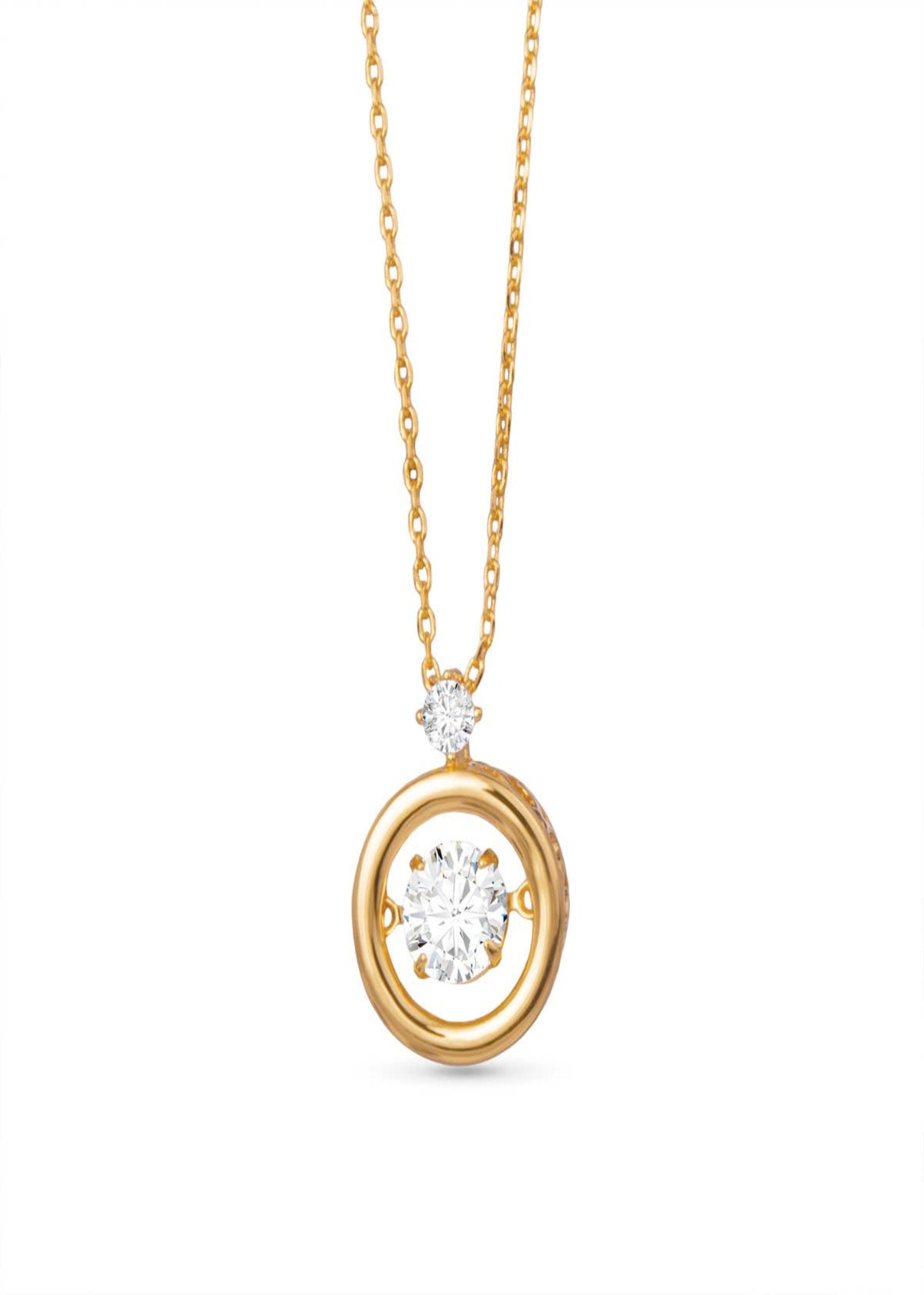 Round Flutter CZ Necklace - Gold
