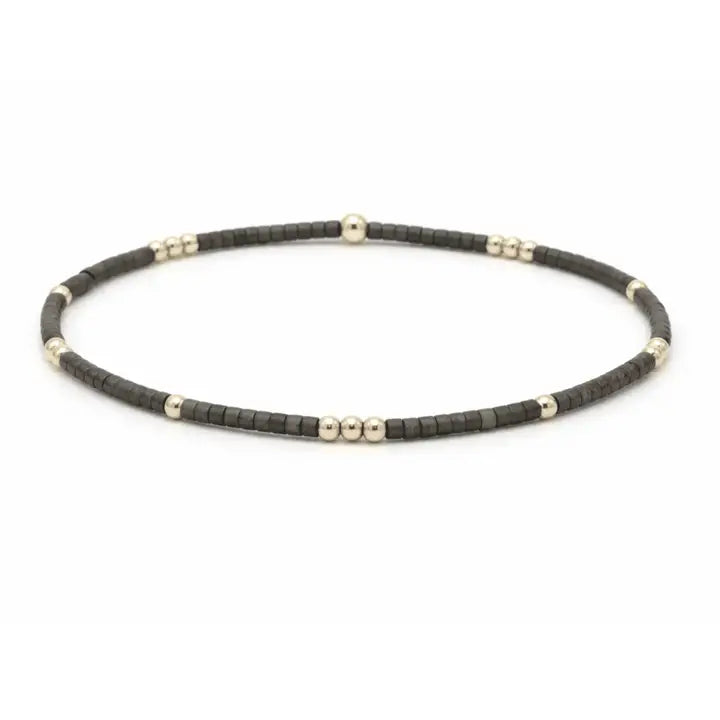 2mm Newport GRAPHITE + Gold Filled Waterproof Bracelet