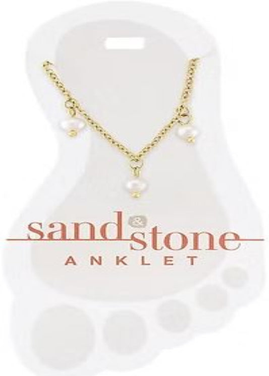 GOLD MULTI-PEARL DANGLE SAND & STONE ANKLET