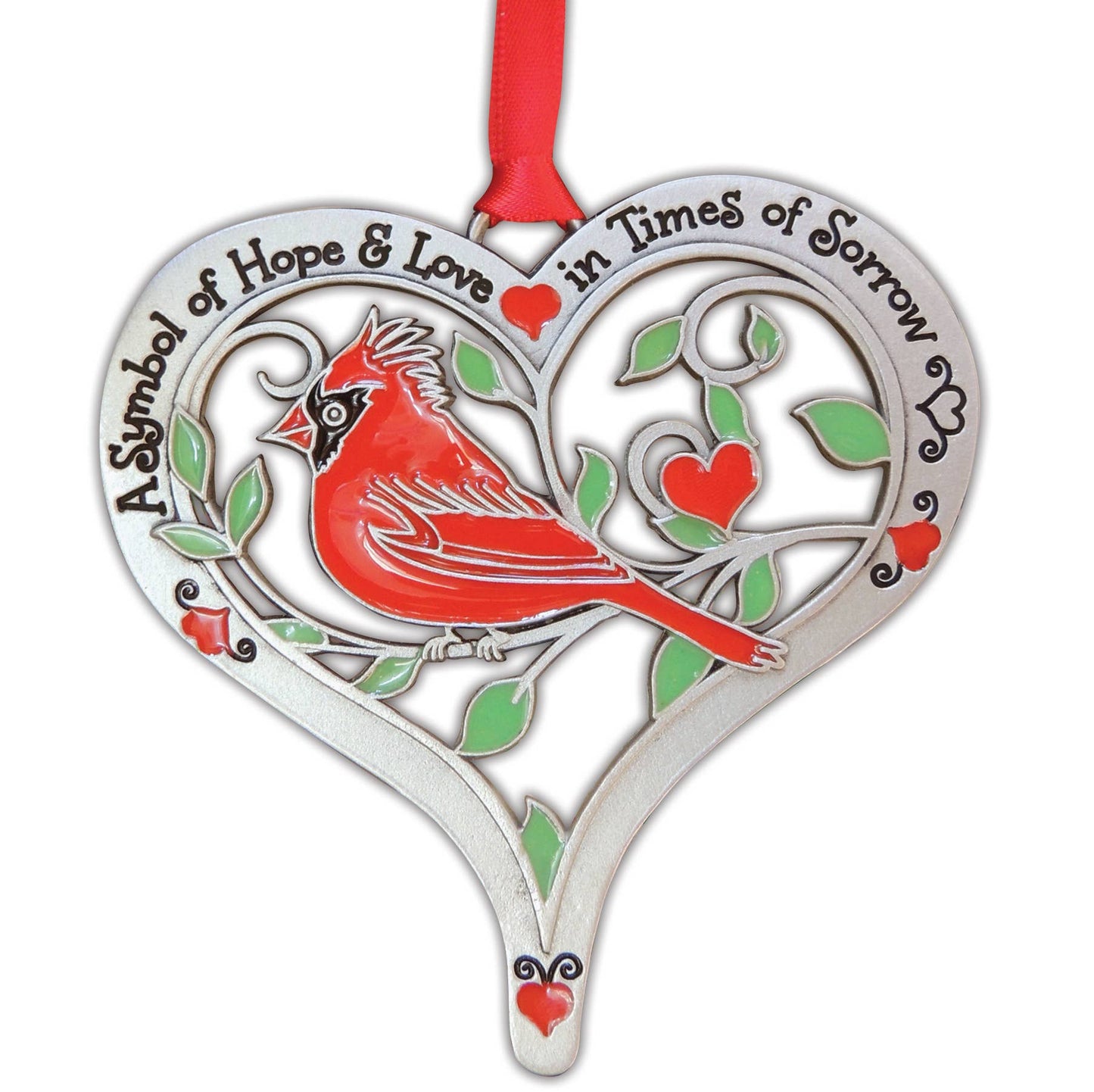 Heart & Cardinal Ornament
