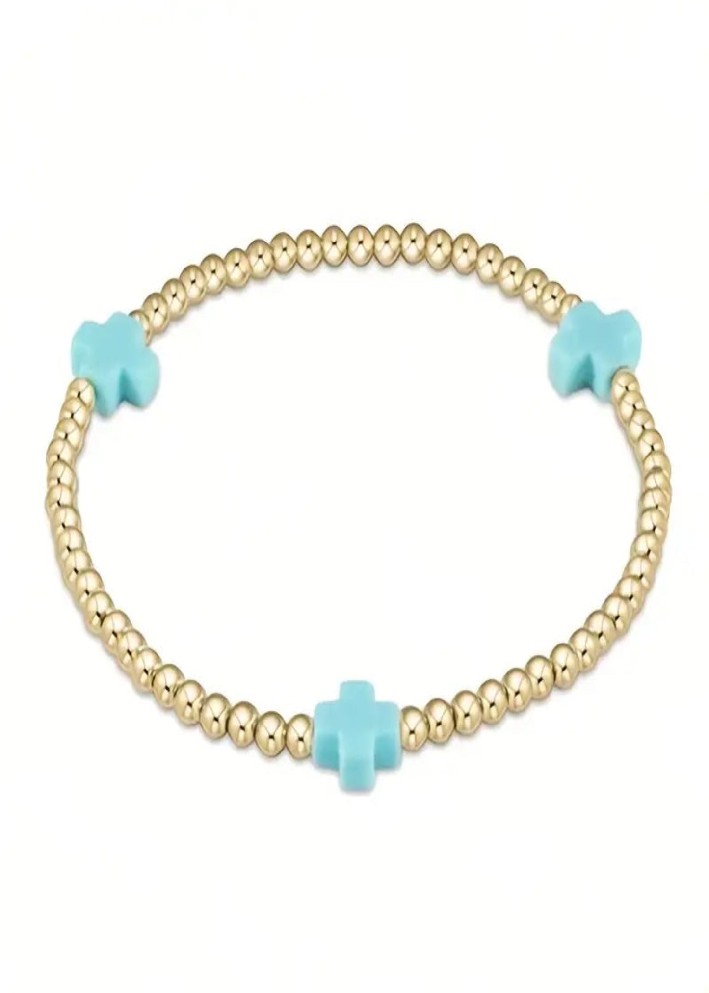 Alloy Cross Bracelet - 3mm Beaded