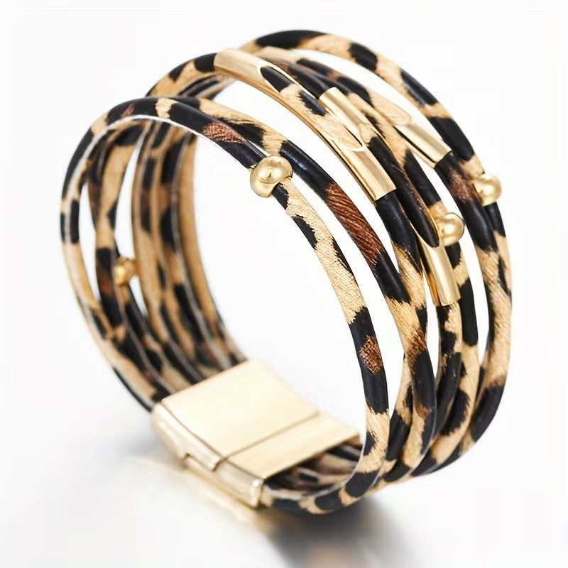 BOHEMIAN LEOPARD PRINT WRAP BRACELET