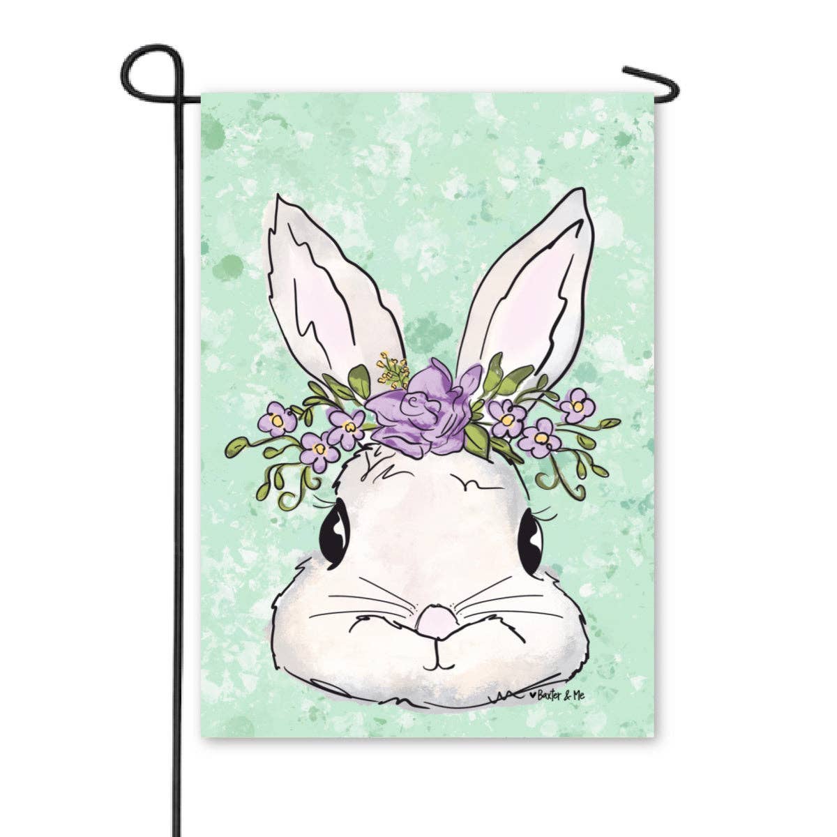 Lavender Floral Bunny Garden Flag